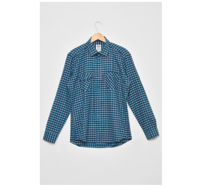 Сорочка чоловіча синього кольору в клітинку 174763L