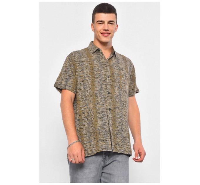 Сорочка чоловіча напівбатальна коричневого кольору 175061L