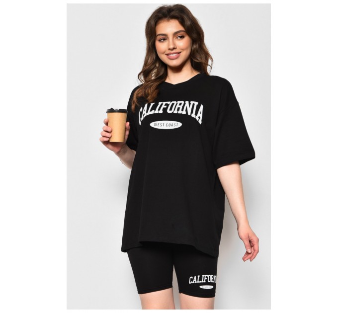 Спортивний костюм жіночий літній чорного кольору 175271L