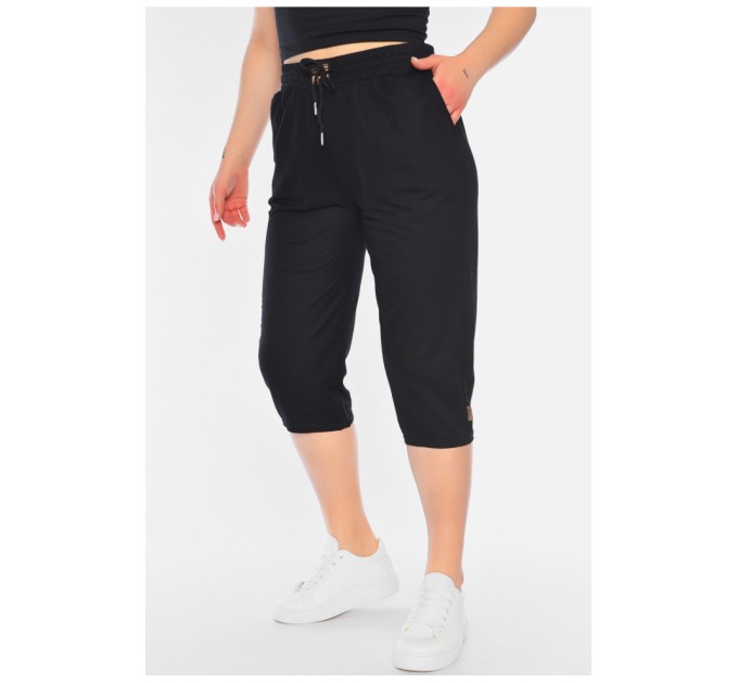 Бриджи женские полубатальные черного цвета 175436L