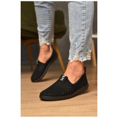 Мокасини жіночі чорного кольору тектиль 176886L