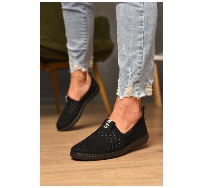 Мокасини жіночі чорного кольору тектиль 176886L