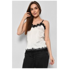 Майка жіноча з мереживом білого кольору 178232L Майка жіноча з мереживом білого кольору 178232L