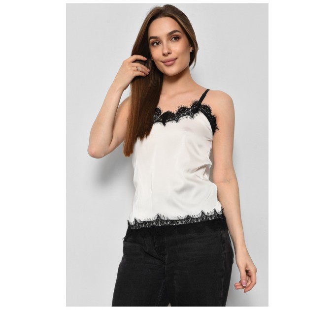 Майка жіноча з мереживом білого кольору 178232L