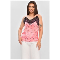 Женская майка с кружевом розового цвета 179065L