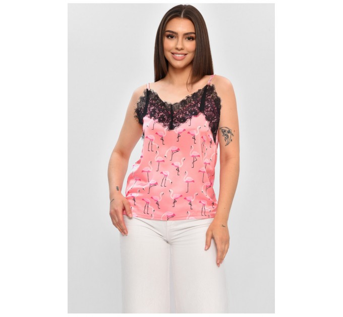 Женская майка с кружевом розового цвета 179065L