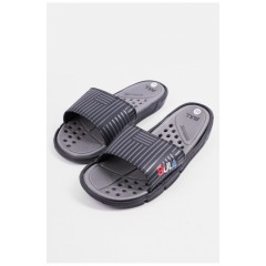 Шльопанці чоловічі чорно-сірого кольору з геометричним візерунком 179503L