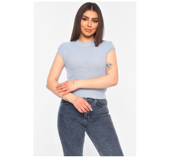 Футболка жіноча трикотажна блакитного кольору 179711L