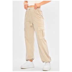 Штани жіночі напівбатальні бежевого кольору 179891L