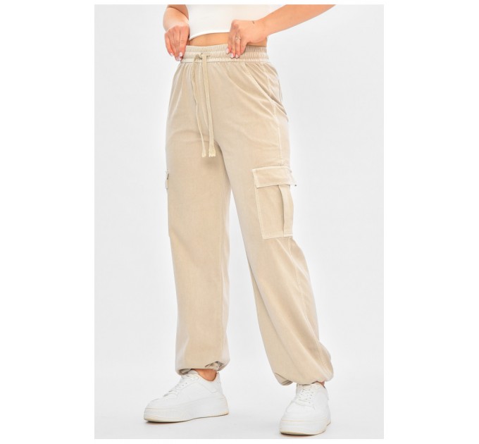 Штани жіночі напівбатальні бежевого кольору 179891L