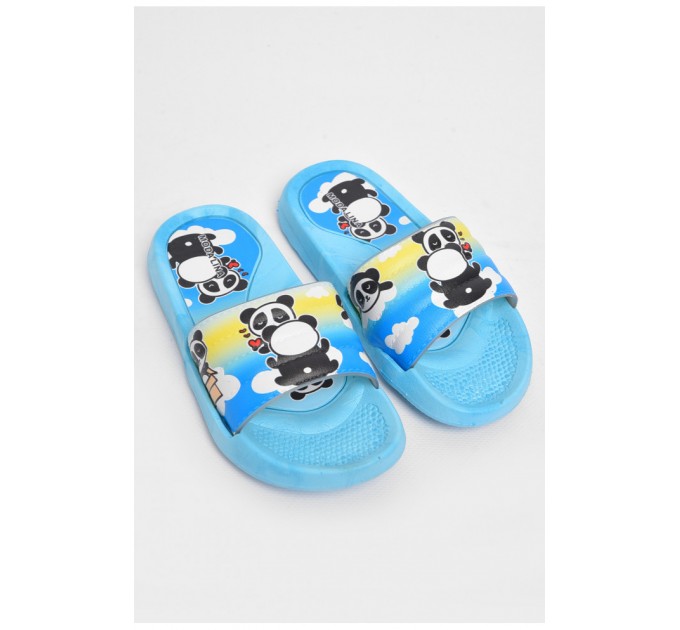 Шльопанці дитячі резинові блакитного кольору з малюнком 180511L