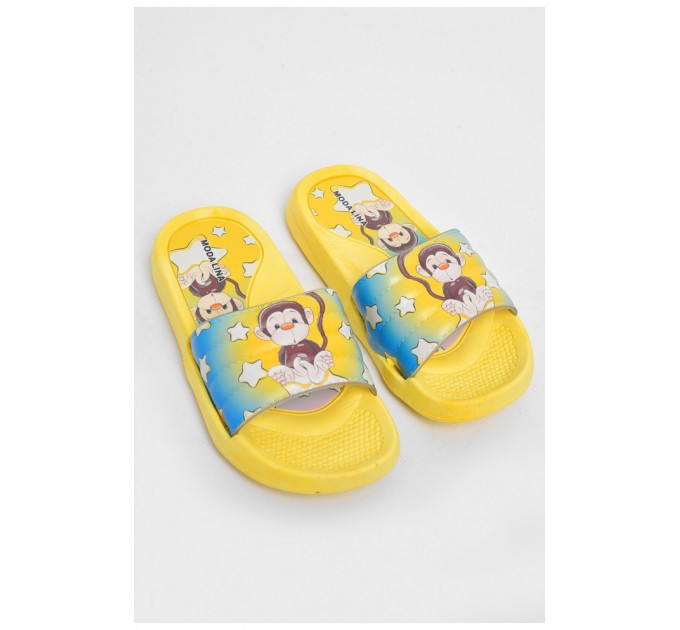 Шльопанці дитячі резинові жовтого кольору з малюнком 180514L