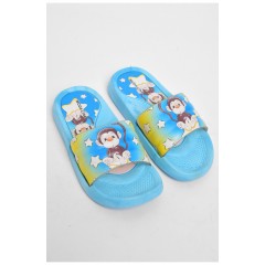 Шльопанці дитячі резинові блакитного кольору з малюнком 180516L