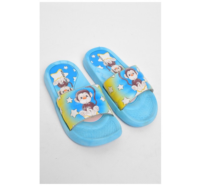 Шльопанці дитячі резинові блакитного кольору з малюнком 180516L