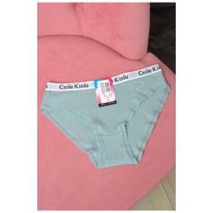 Труси жіночі у рубчик сiро-блакитного кольору 180902L