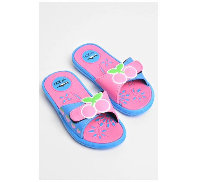 Шльопанці дитячі для дівчинки блакитного кольоу з вишнею 181248L