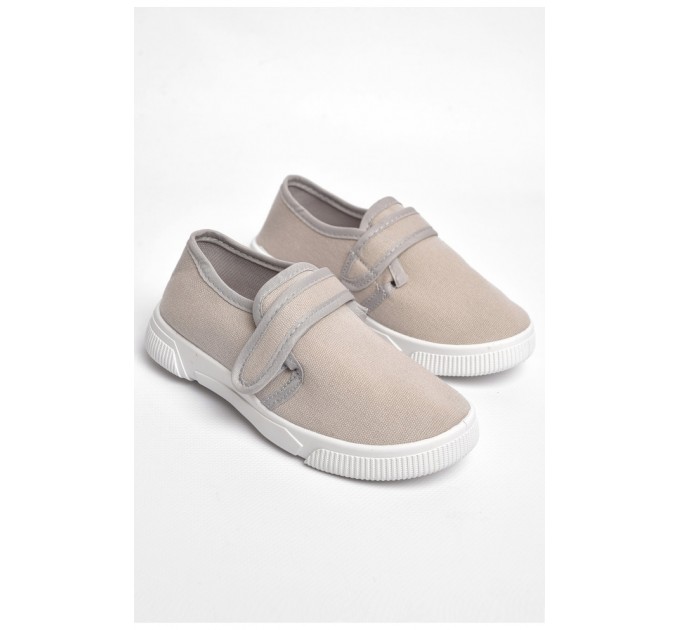 Мокасины детские серого цвета на липучке 183102L