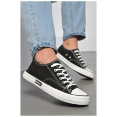 Кеди жіночі чорного кольору на шнурівці текстиль 183282L