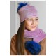 Набір шапка+шарф підлітковий для дівчинки велюровий рожевого кольору 183312L