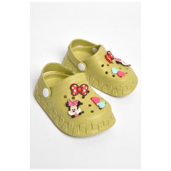 Кроксы детские цвета хаки с украшениями 183803L