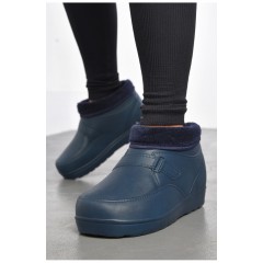 Калоші жіночі на хутрі темно-синього кольору 185078L