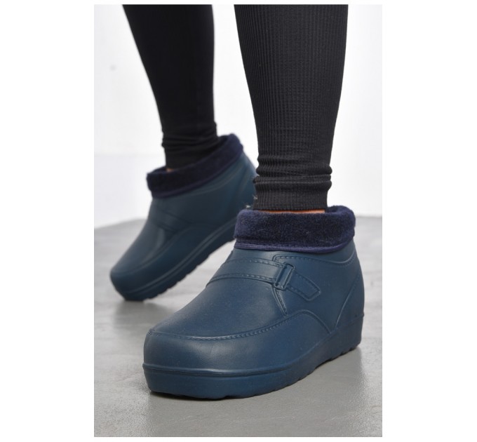 Калоші жіночі на хутрі темно-синього кольору 185078L