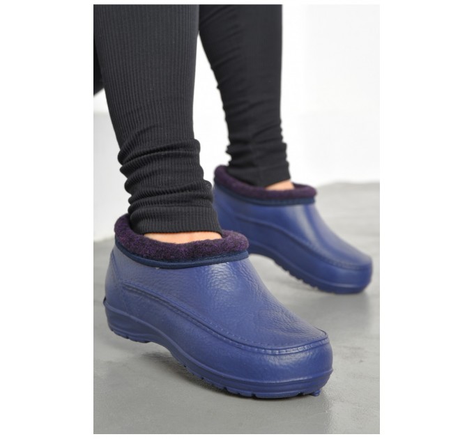 Калоші жіночі на хутрі темно-синього кольору 185134L