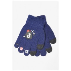 Детские перчатки с начесом темно-синего цвета 185179L