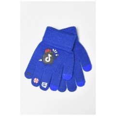 Детские перчатки с начесом темно-синего цвета 185185L