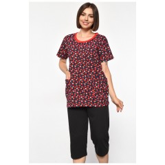 Костюм домашній жіночий напівбатальний темно-синього кольору з принтом 185714L