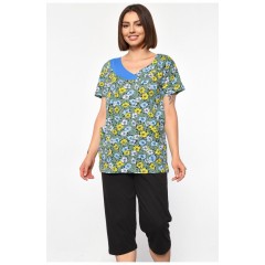 Костюм домашній жіночий напівбатальний зеленого кольору з принтом 185736L