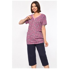 Костюм домашній жіночий напівбатальний рожевого кольору з принтом 185738L