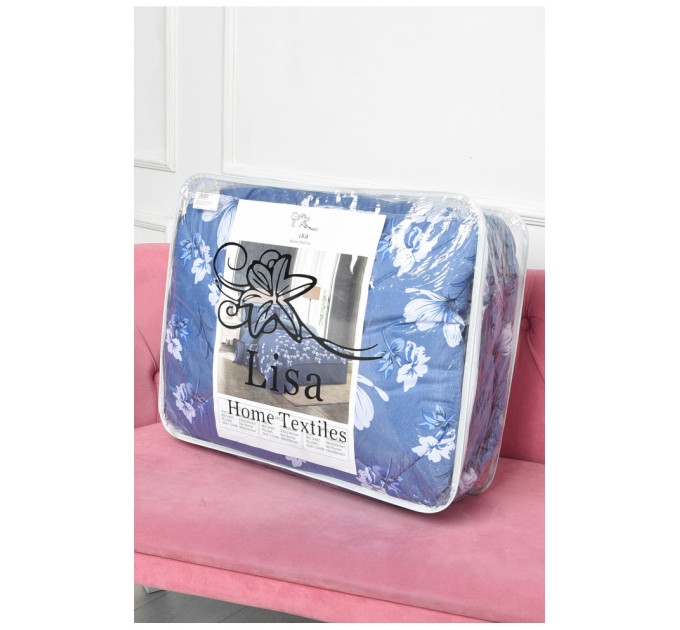 Комплект постільної білизни з ковдрою синього кольору півторка 186528L