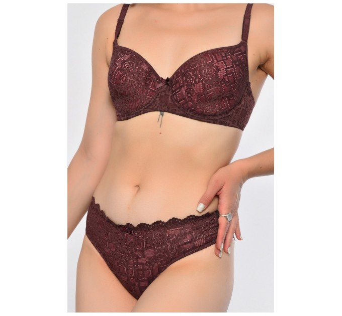 Комплект жіночий бордового кольору чашка С 186699L