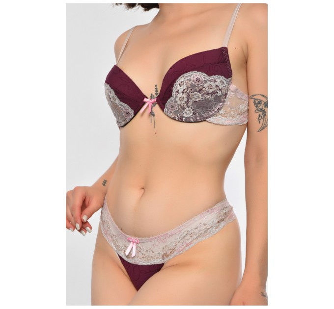 Комплект женский бордового цвета чашка C 186713L