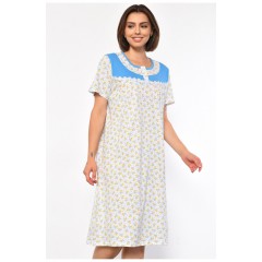 Ночная рубашка женская полубатальная белого цвета с цветочным принтом 186956L