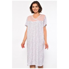 Ночная рубашка женская полубатальная белого цвета с цветочным принтом 187042L