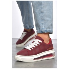 Кросівки жіночі бордового кольору на шнурівці 187102L