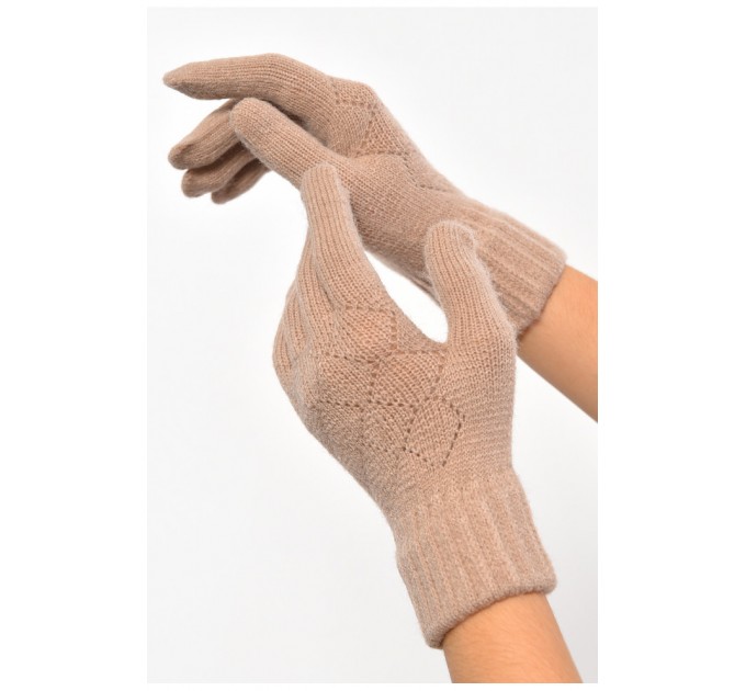 Перчатки женские трикотажные цвета мокко 187406L
