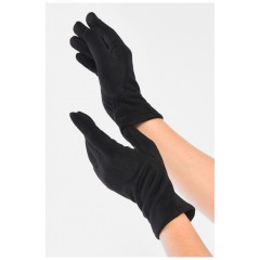 Перчатки женские замшевые на искусственном меху сенсорные черного цвета 187435L