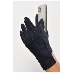 Перчатки женские сенсорные текстильные темно-синего цвета 187498L