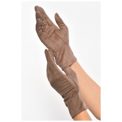 Рукавички жіночі текстильні сенсорні світло-коричневого кольору 187503L