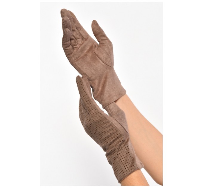 Рукавички жіночі текстильні сенсорні світло-коричневого кольору 187503L