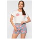 Піжама жіноча біло-сірого кольору з принтом 188193L