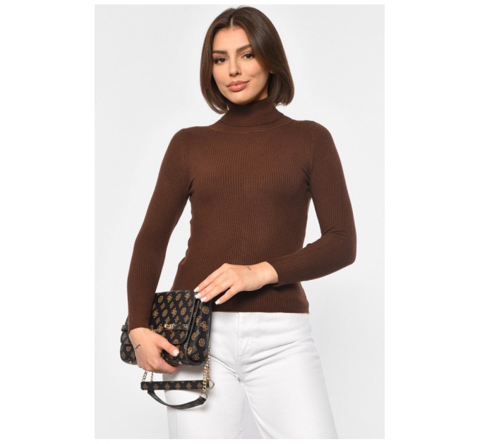 Гольф женский однотонный коричневого цвета 188255L