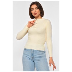 Гольф жіночий однотонний з замком молочного кольору 188256L Гольф жіночий однотонний з замком молочного кольору 188256L