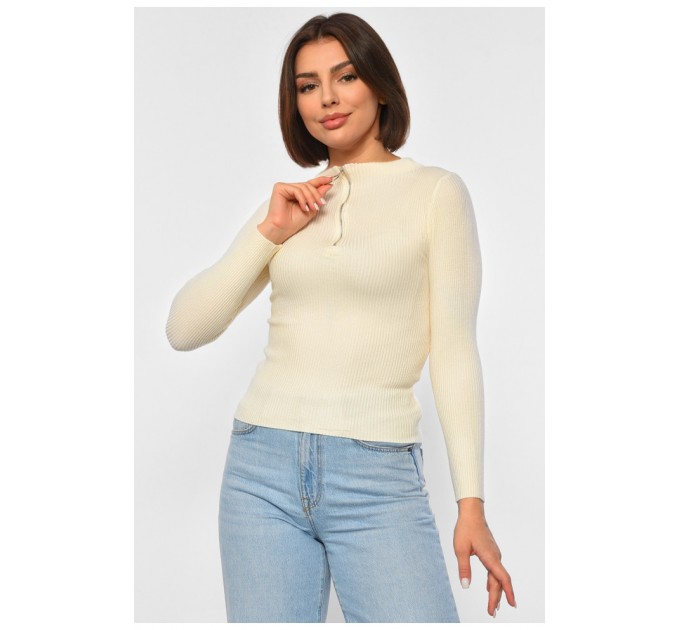 Гольф жіночий однотонний з замком молочного кольору 188256L