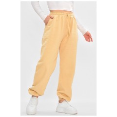 Спортивні штани жіночі на флісі бежевого кольору 188277L