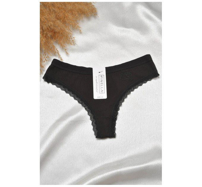 Стрінги жіночі з мереживом чорного кольору 188787L