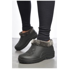 Калоші жіночі на хутрі чорного кольору 188971L